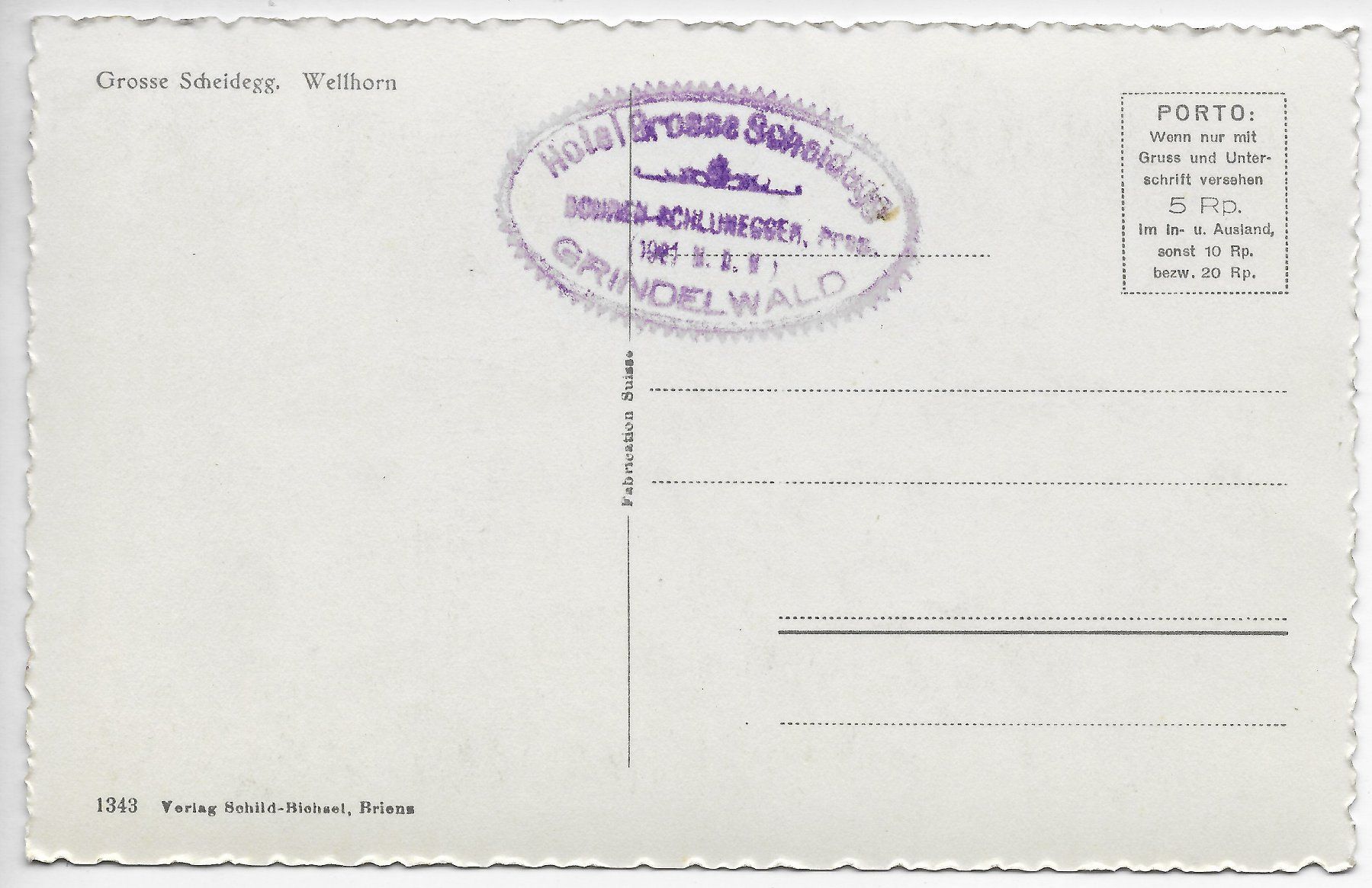 Cartoline postali: Grosse Scheidegg, Wellhorn – Usato da Hefenhofen venduto da Richsalz 1